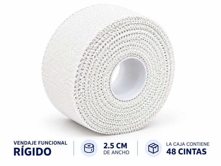 Vendaje Funcional Rígido 2.5 cm Caja con 48 Cintas Fisiotleta