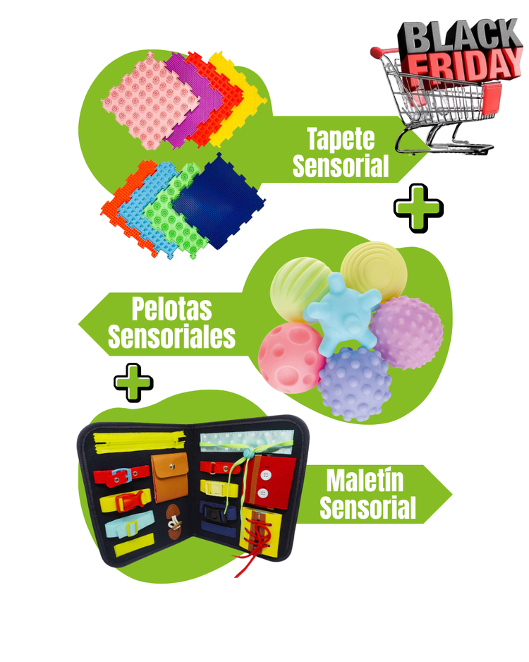 Kit Sensorial Tapete Sensorial + Pelotas Sensoriales + Portafolio Sensorial Combo Sensorial Montessori