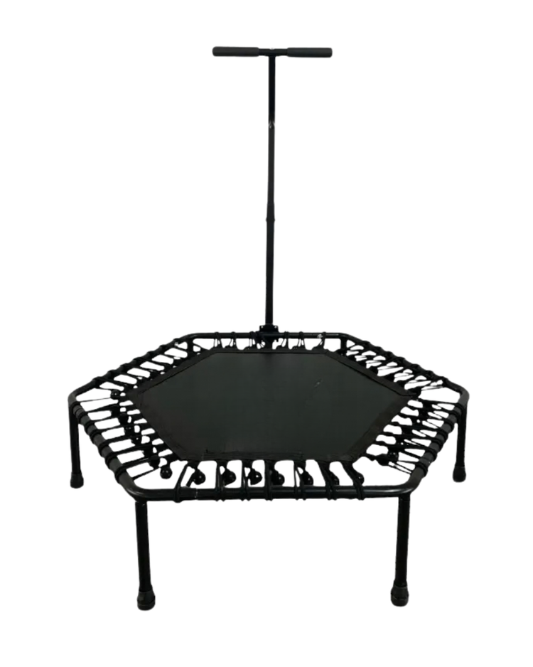 Trampolín de Ejercicio Aeróbico Hexagonal Negro con Barra Fitness Jumping
