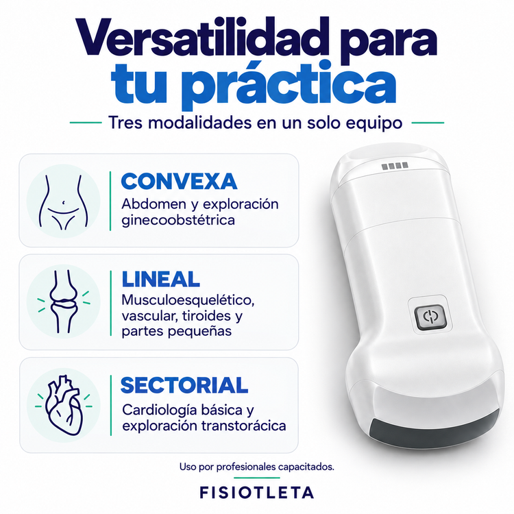 Ultrasonido Portátil WiFi 3 en 1 con Doppler Color | Convexo, Lineal y Sectorial