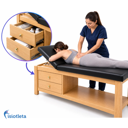 Cama de Fisioterapia de Madera con Respaldo Reclinable, Orificio Facial y 2 Cajones Camilla Profesional para Terapia y Rehabilitación