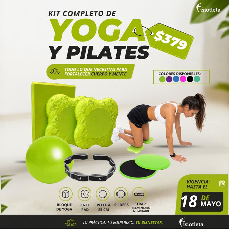 Kit Completo de Yoga y Pilates con Aro, Bloque, Pelota 25 cm y Strap Full body