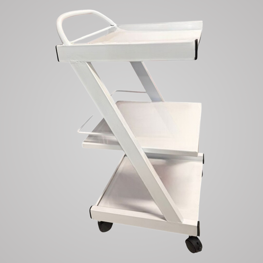 Mesa auxiliar móvil para clínica hecha de Aluminio con 3 o 2 Niveles