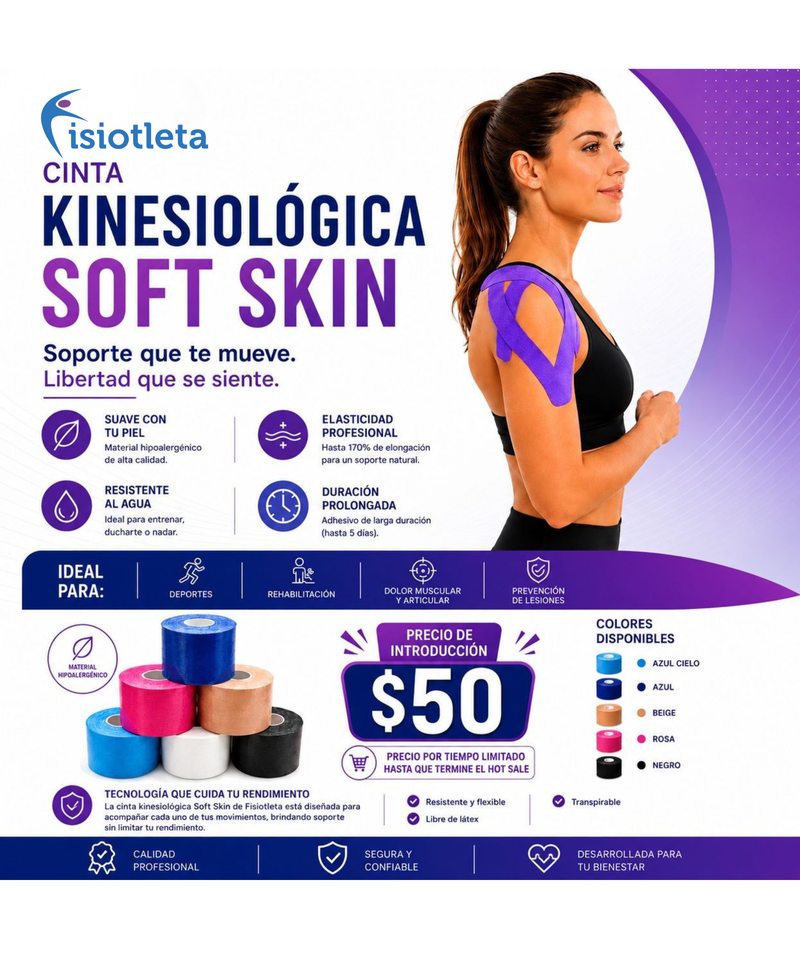 CINTA KINESIOLOGICA SOFT SKIN PARA PIEL SENSIBLE