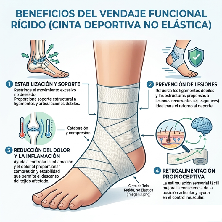 Vendaje Funcional 3.8 cm Rígido Alta Fijación Deportivo y Rehabilitación Color