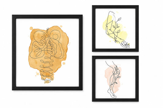 Colección El arte de cuidar tu cuerpo 3 Cuadros Anatómicos para consultorio de Fisioterapia Diseño Único y Exclusivo