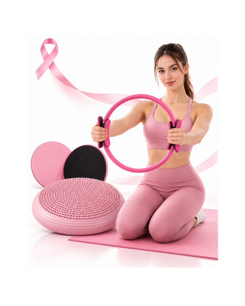 Kit Octubre Rosa Pilates y Rehabilitación Aro + Disco de Balance + Sliders