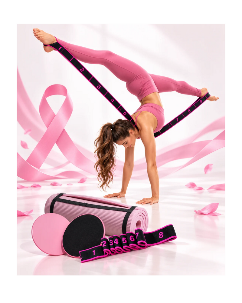 Kit Octubre Rosa Yoga & Movilidad Tapete + Sliders + Strap Segmentado