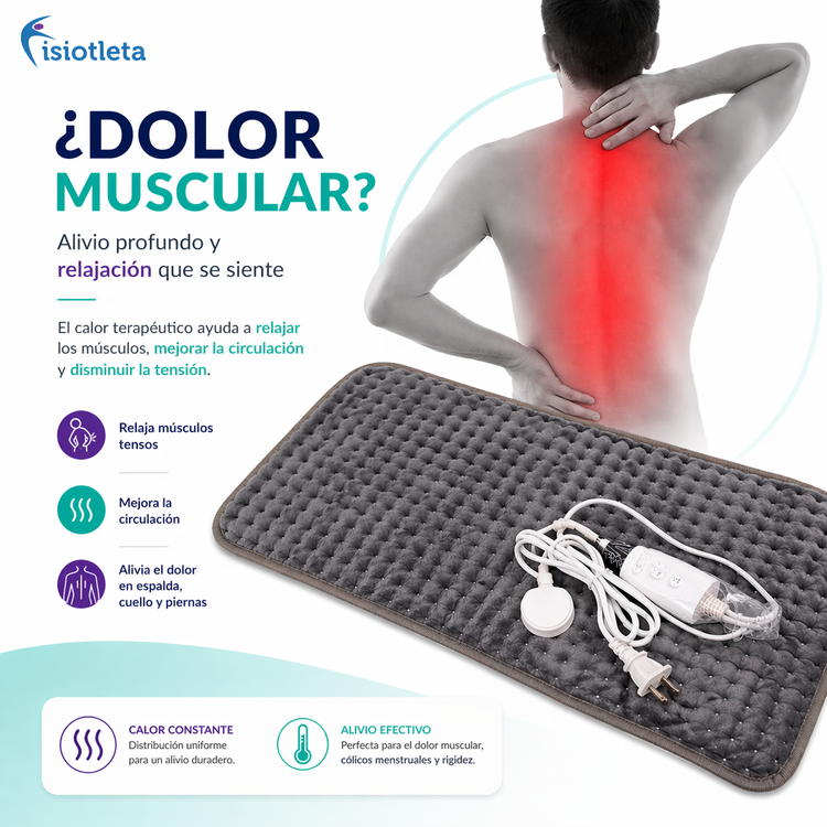 Compresa Térmica Eléctrica 60x30 cm | Alivio de Dolor Muscular y Relajación Profunda