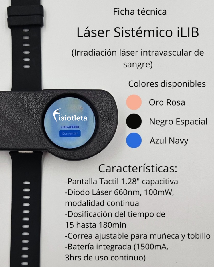 Láser Sistémico iLIB 650nm  Terapia Láser Portátil para Rehabilitación y Bienestar Uso fisioterapeutico