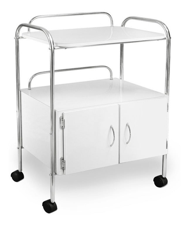 FUFU Mesas auxiliares de 2 niveles con ruedas, carrito de almacenamiento,  mesa auxiliar con ruedas, estantes de almacenamiento de 2 niveles para